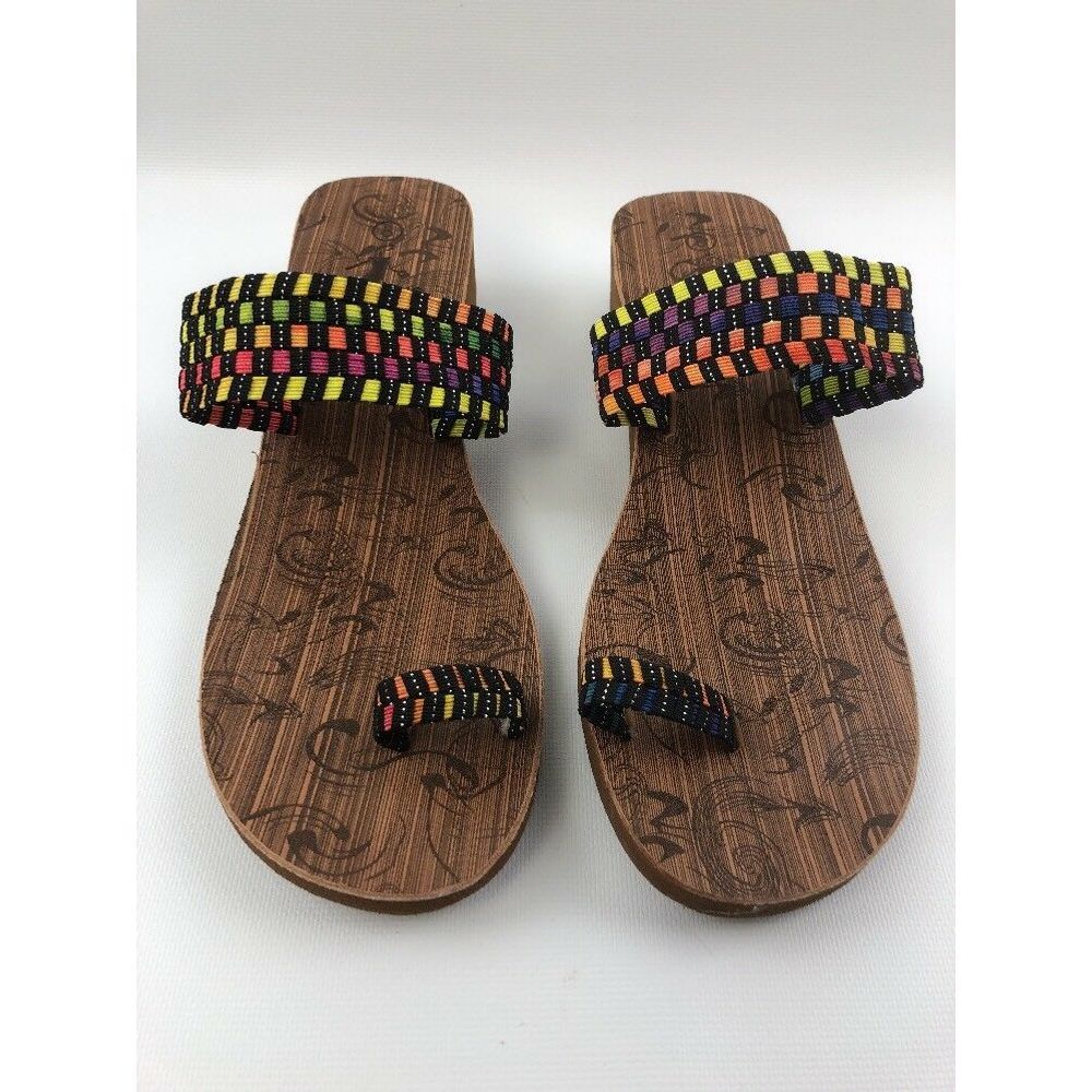 Corkys  "Toasty" Multi Toe Loop Wedge  Flip Flop 8